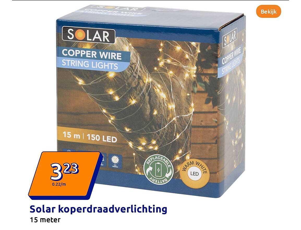 Solar koperdraadverlichting 15 meter