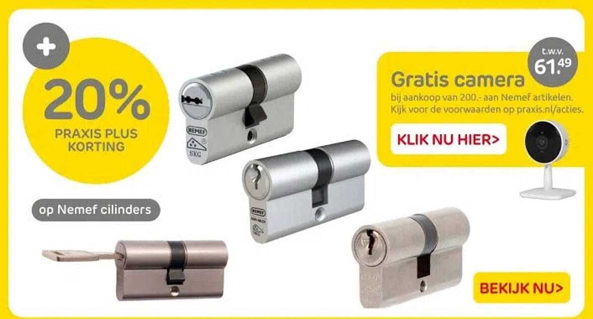 20% PRAKIS PLUS KORTING op Nemef cilinders