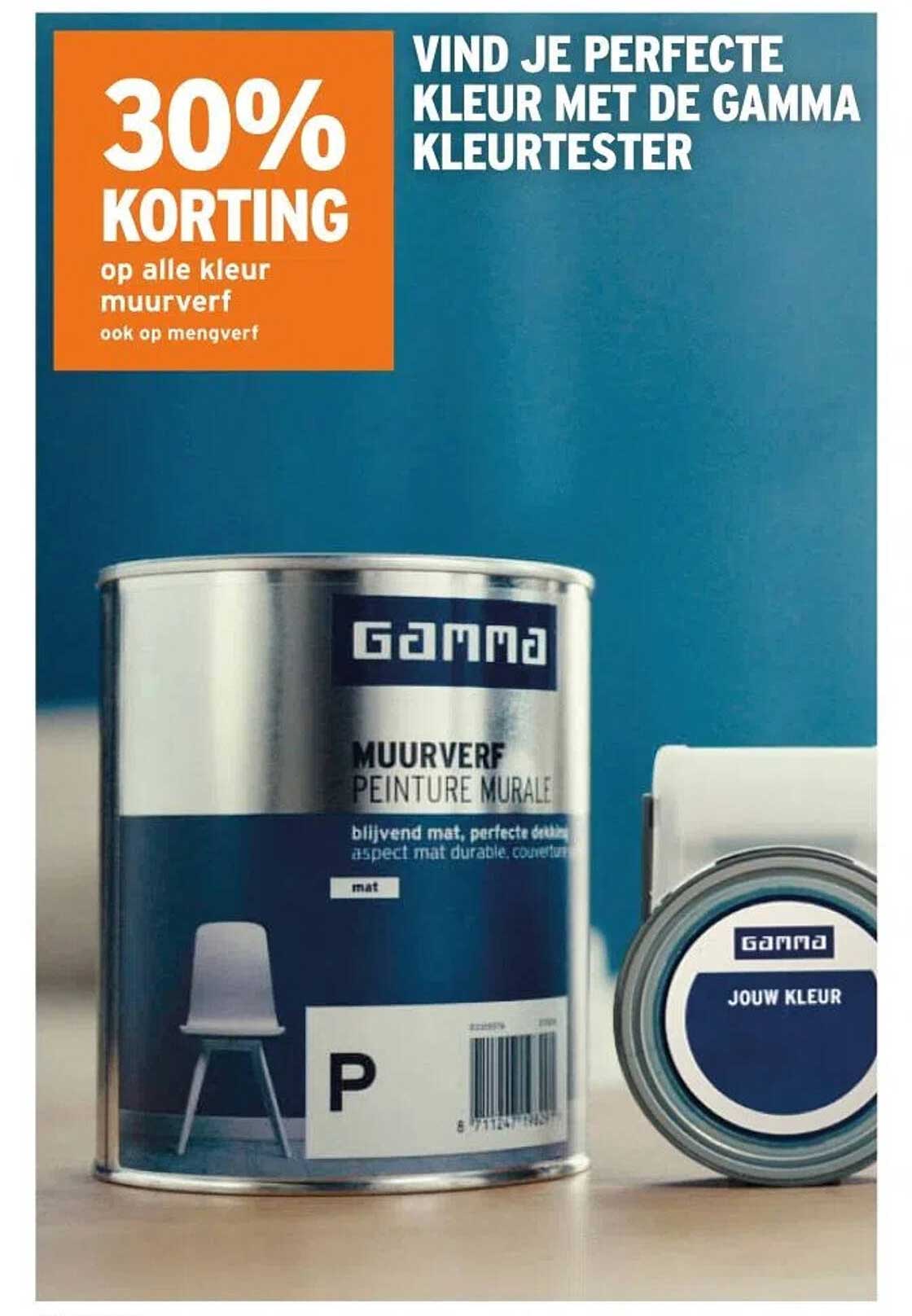 30% KORTING op alle kleur muurverf