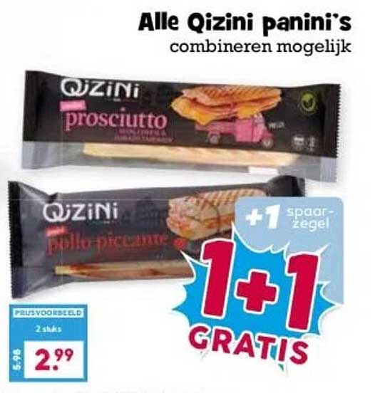 Alle Qizini panini's 1+1 GRATIS