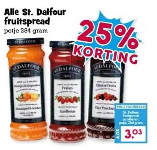 Alle St. Dalfour fruitspread potje 284 gram