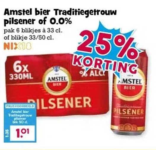 Amstel bier Traditiegetrouw pilsener of 0.0%