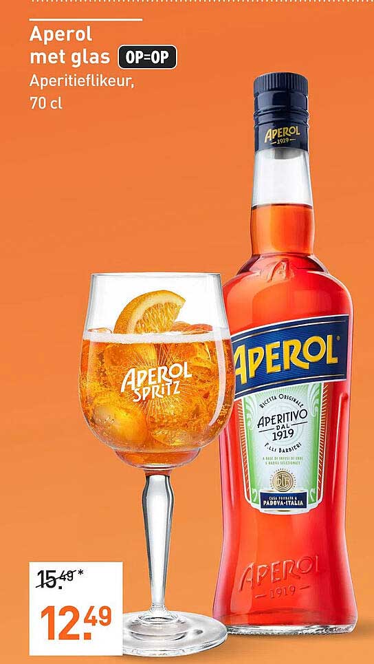 Aperol met glas, Aperitieflikeur, 70 cl