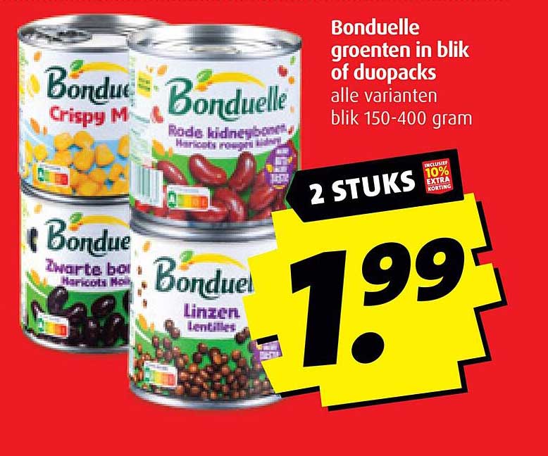 Bonduelle groenten in blik of duopacks