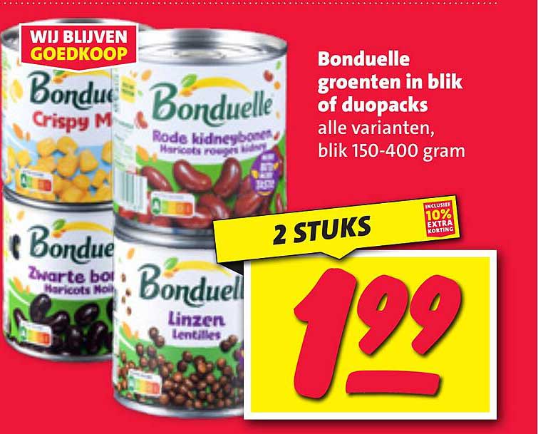 Bonduelle groenten in blik of duopacks