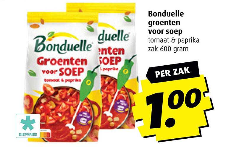 Bonduelle groenten voor soep tomaat & paprika zak 600 gram