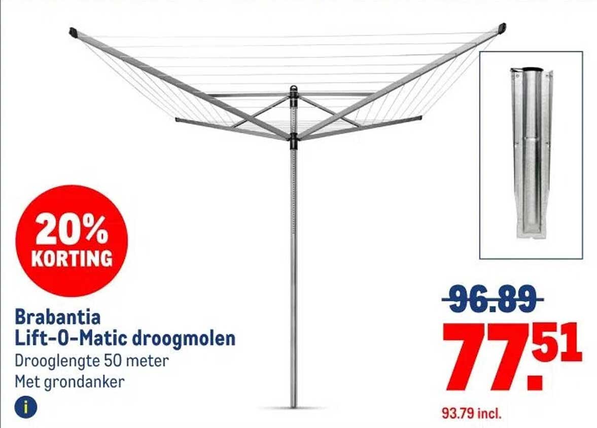 Brabantia Lift-O-Matic droogmolen