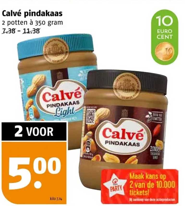 Calvé pindakaas 2 potten à 350 gram