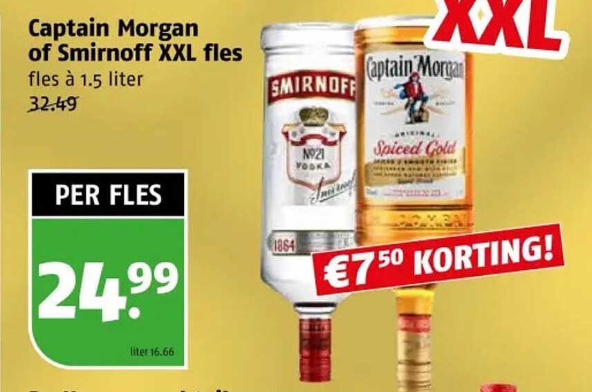 Captain Morgan of Smirnoff XXL fles à 1.5 liter