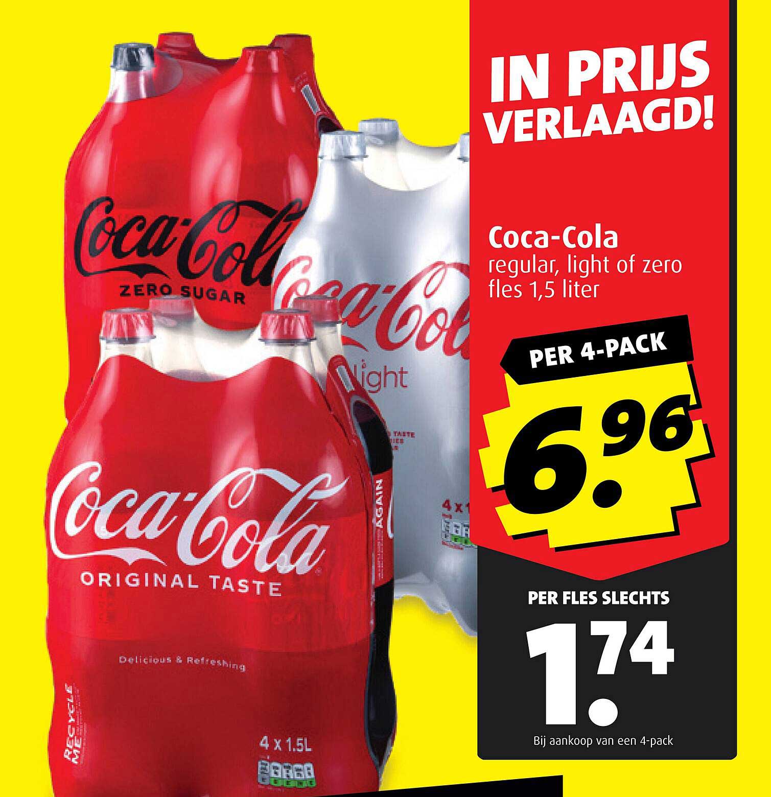 Coca-Cola regular, light of zero fles 1,5 liter