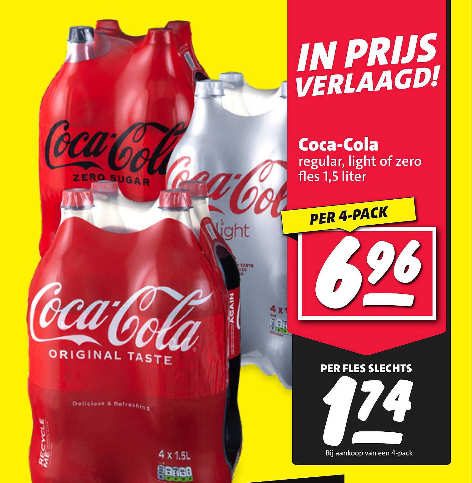 Coca-Cola regular, light of zero fles 1,5 liter