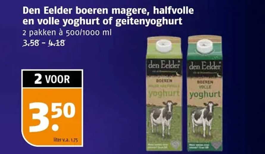 Den Eelder boeren magere, halfvolle en volle yoghurt of geitenyoghurt