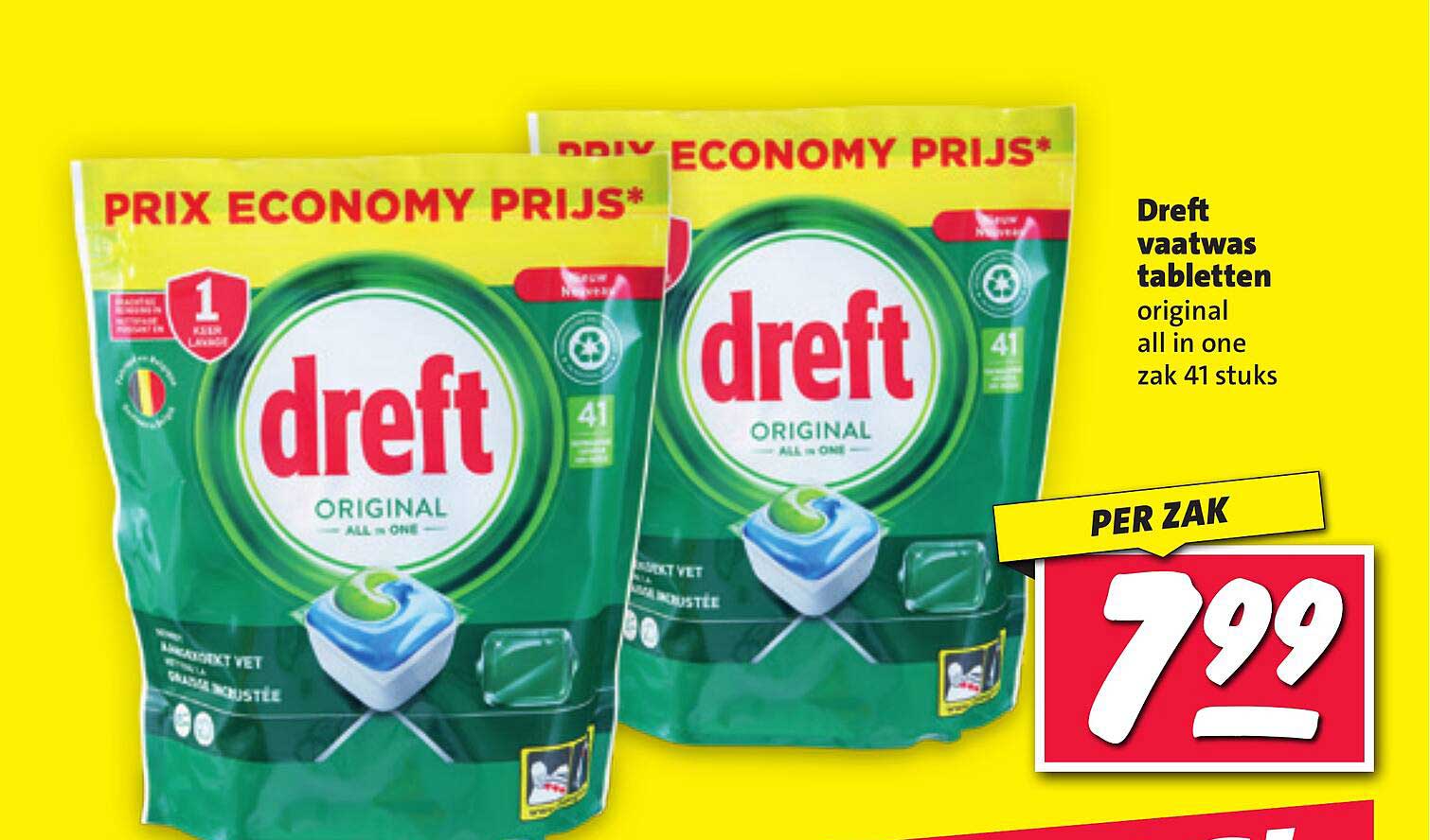 Dreft vaatwas tabletten original all in one zak 41 stuks