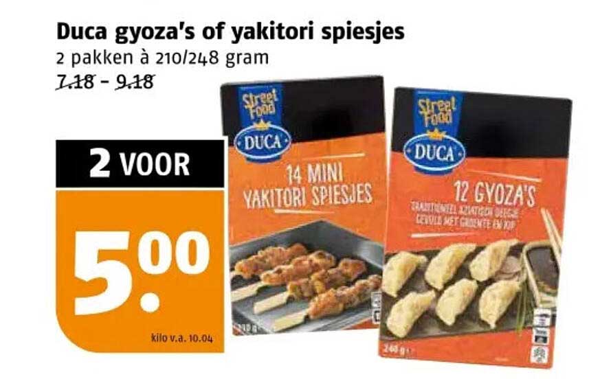 Duca gyoza's of yakitori spiesjes