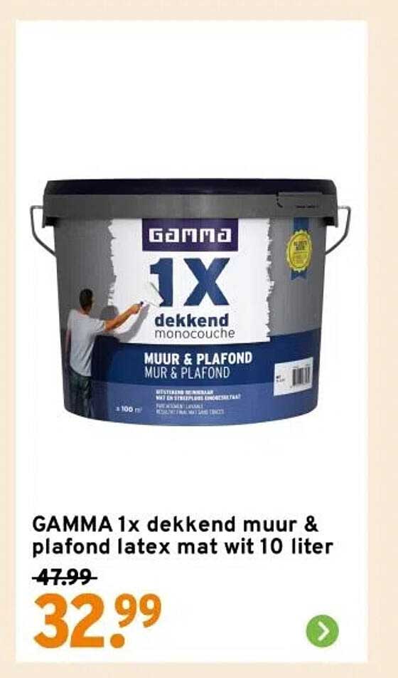 GAMMA 1x dekkend muur & plafond latex mat wit 10 liter