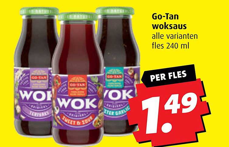 Go-Tan woksaus alle varianten fles 240 ml