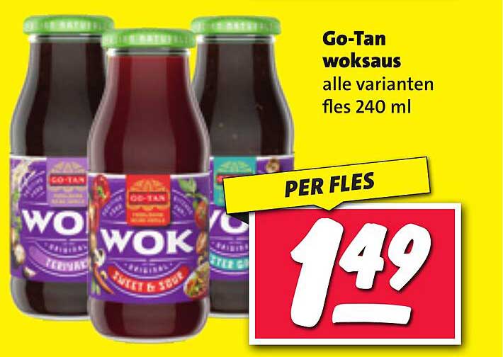 Go-Tan woksaus alle varianten fles 240 ml