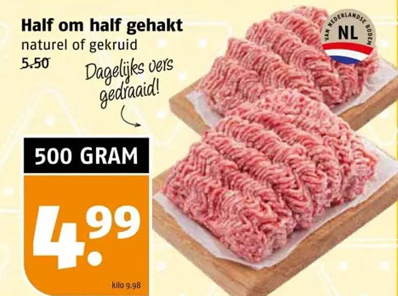 Half om half gehakt naturel of gekruid
