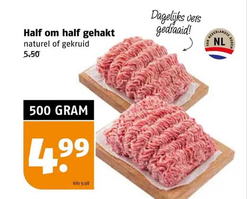 Half om half gehakt natuur of gekruid