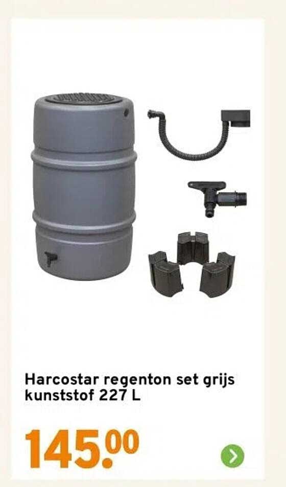 Harcostar regenton set grijs kunststof 227 L
