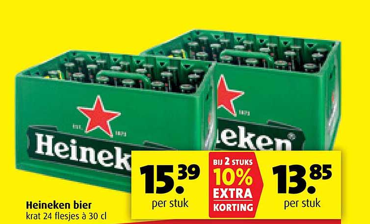 Heineken bier krat 24 flesjes à 30 cl