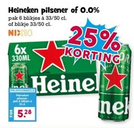 Heineken pilsener of 0.0%