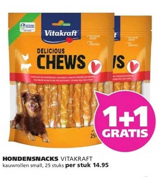 HONDENSNACKS VITAKRAFT kauwrollen small, 25 stuks per stuk 14.95