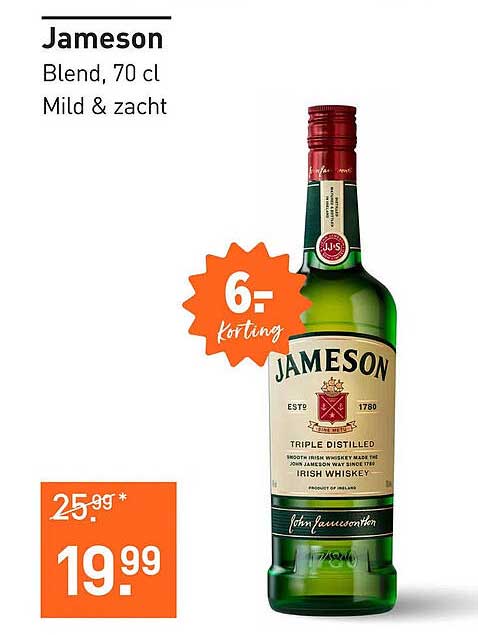 Jameson Blend, 70 cl Mild & zacht