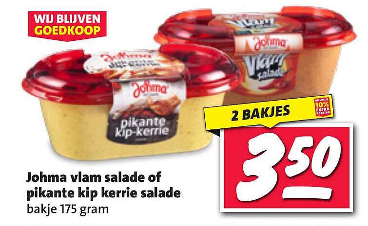 Johma vlam salade of pikante kip kerrie salade