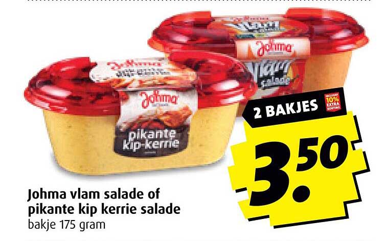 Johma vlam salade of pikante kip kerrie salade