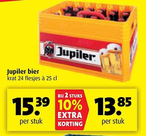 Jupiler bier krat 24 flesjes à 25 cl