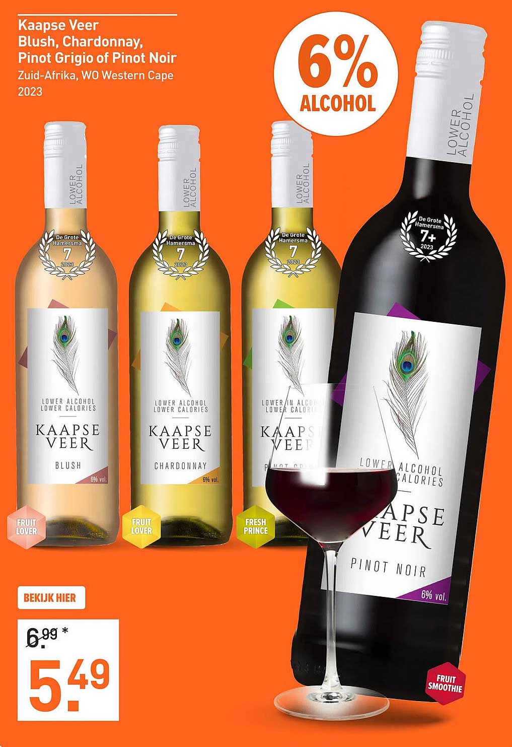 Kaapse Veer Blush, Chardonnay, Pinot Grigio of Pinot Noir