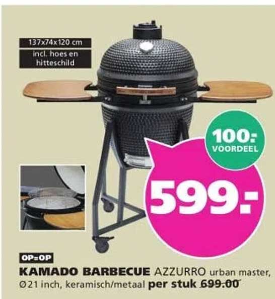 KAMADO BARBECUE AZZURRO urban master, Ø21 inch, keramisch/metaal per stuk 699.00