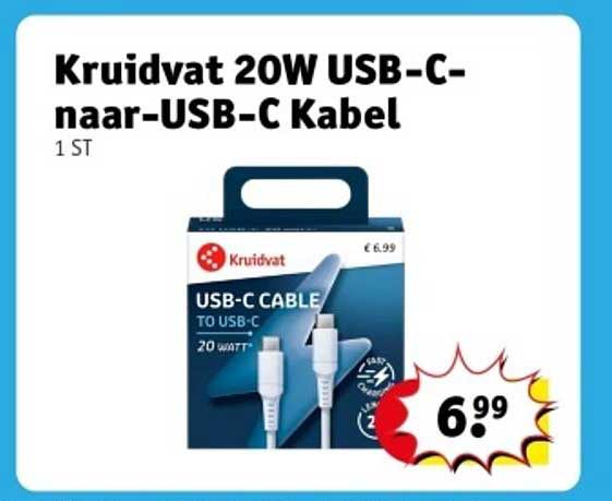 Kruidvat 20W USB-C-naar-USB-C Kabel