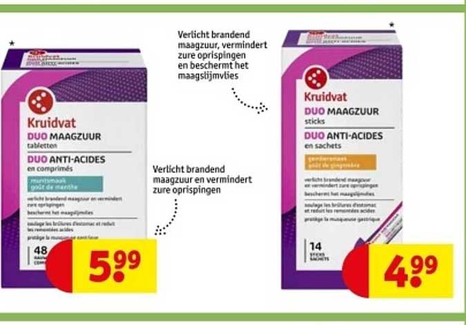 Kruidvat DUO MAAGZUUR TABLETTEN en STICKS