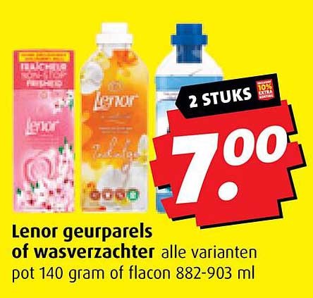 Lenor geureparels of wasverzachter alle varianten pot 140 gram of flacon 882-903 ml