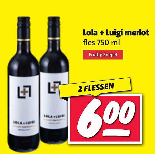 Lola + Luigi merlot fles 750 ml