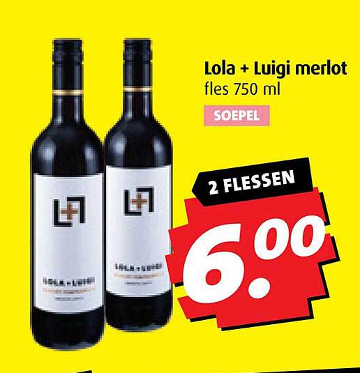 Lola + Luigi merlot fles 750 ml