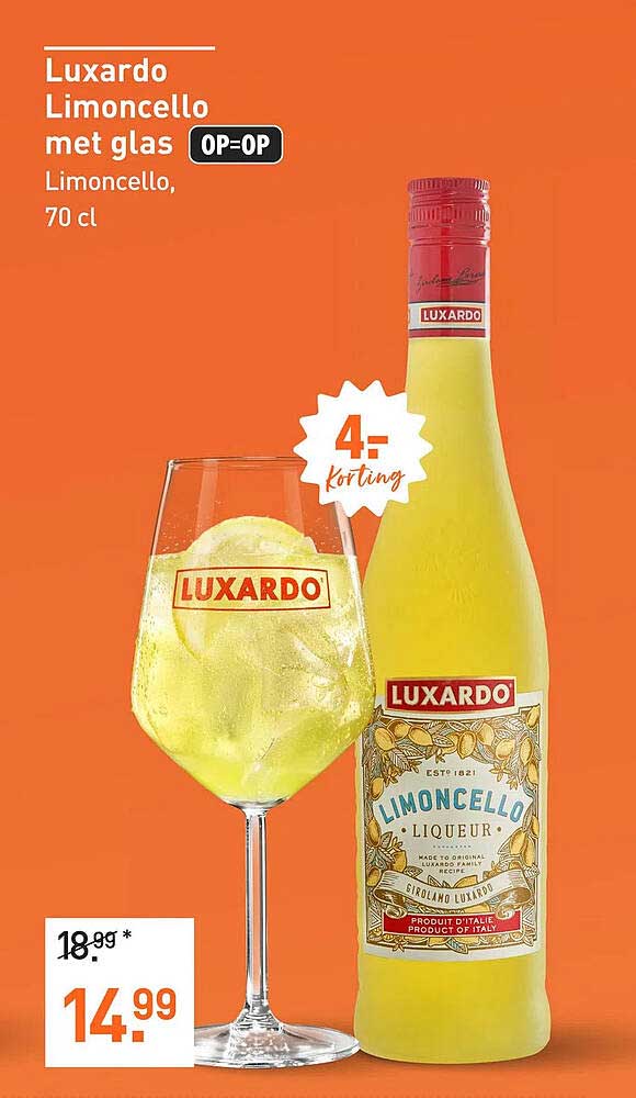 Luxardo Limoncello met glas