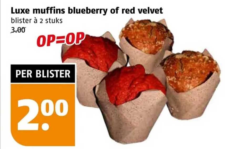 Luxe muffins blueberry of red velvet