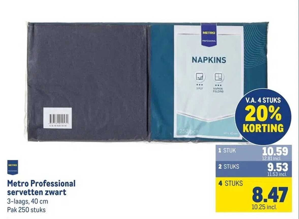 Metro Professional servetten zwart