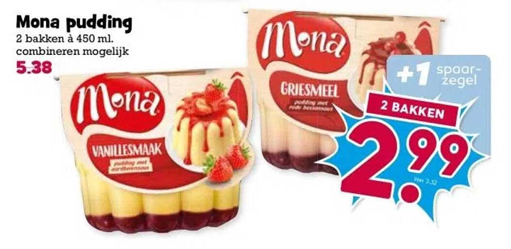 Mona pudding 2 bakken à 450 ml.
