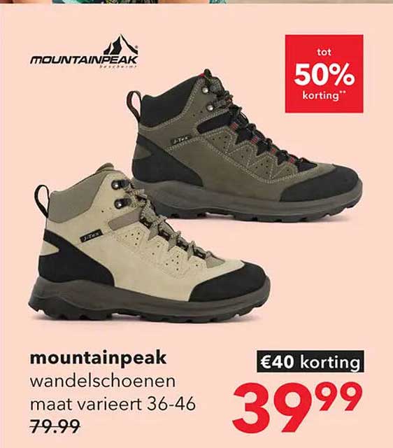 mountainpeak wandelschoenen maat varieert 36-46