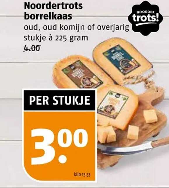Noordertrots borrelkaas oud, oud komijn of overjarig stukje à 225 gram