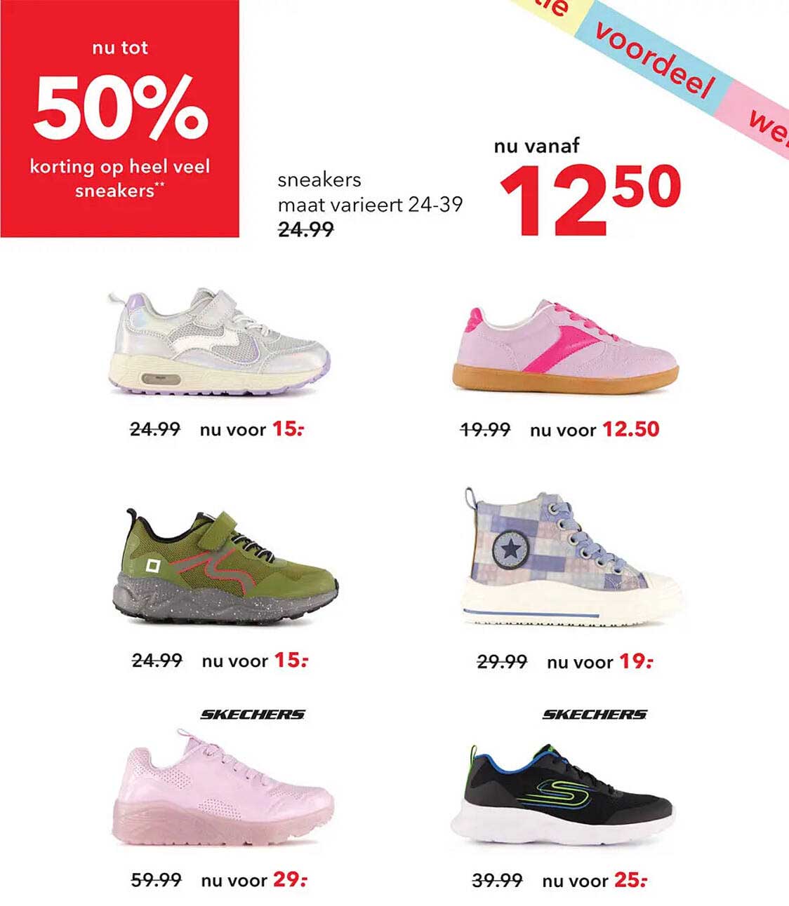 nu tot 50% korting op heel veel sneakers**