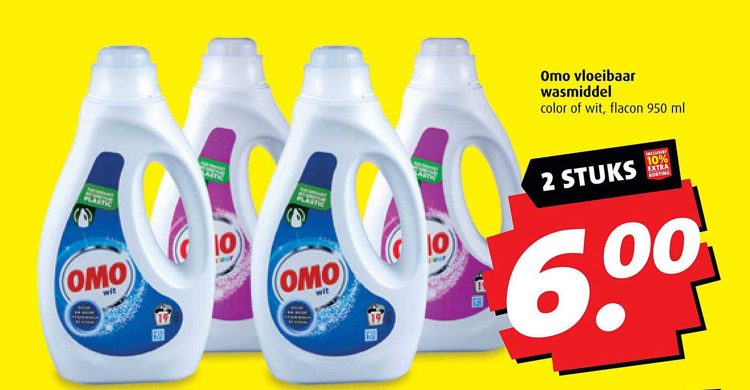 Omo vloeibaar wasmiddel color of wit, flacon 950 ml