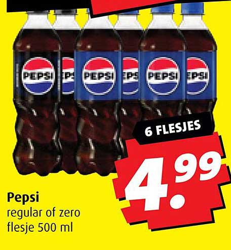 Pepsi regular of zero flesje 500 ml
