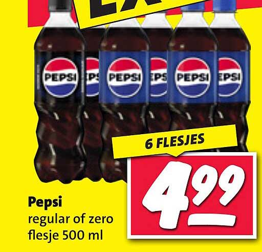 Pepsi regular of zero flesje 500 ml