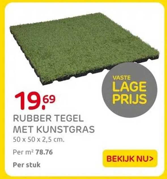 RUBBER TEGEL MET KUNSTGRAS