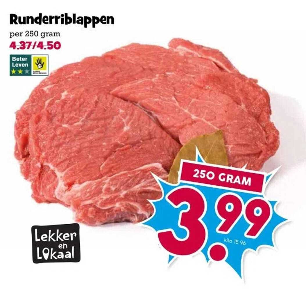 Runderriblappen per 250 gram